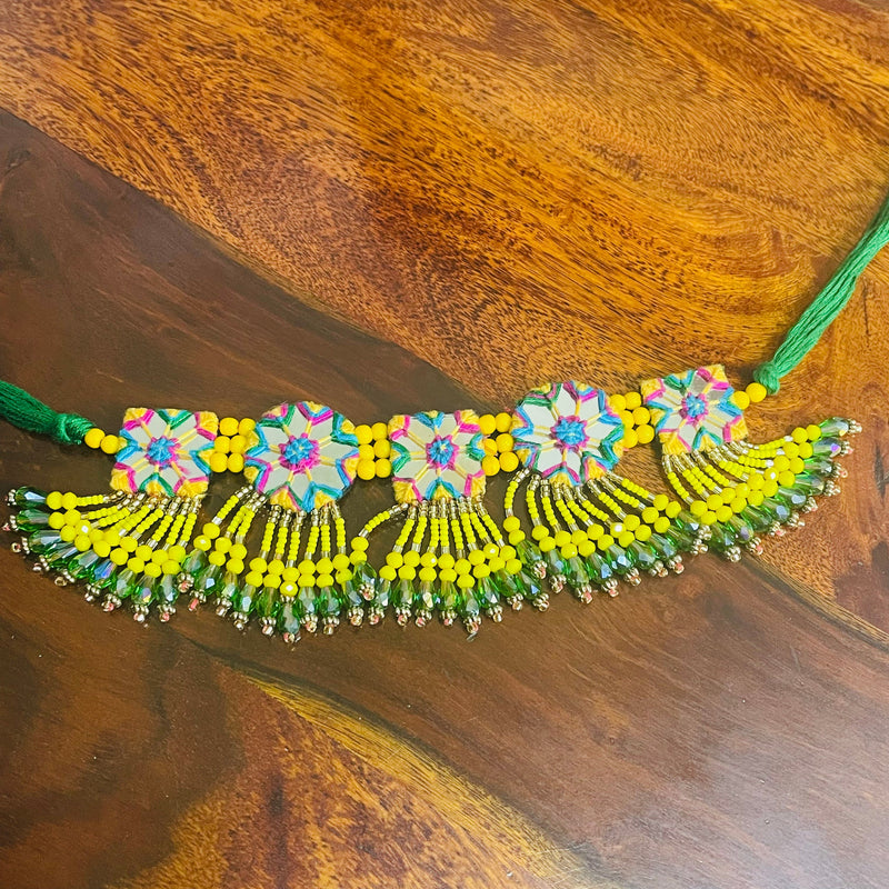 Arian Handcrafted Mirror Yellow Green (Choker) - KHOJ.CITY