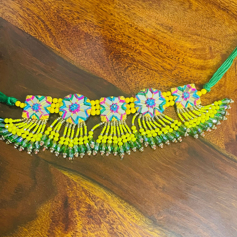 Arian Handcrafted Mirror Yellow Green (Choker) - KHOJ.CITY