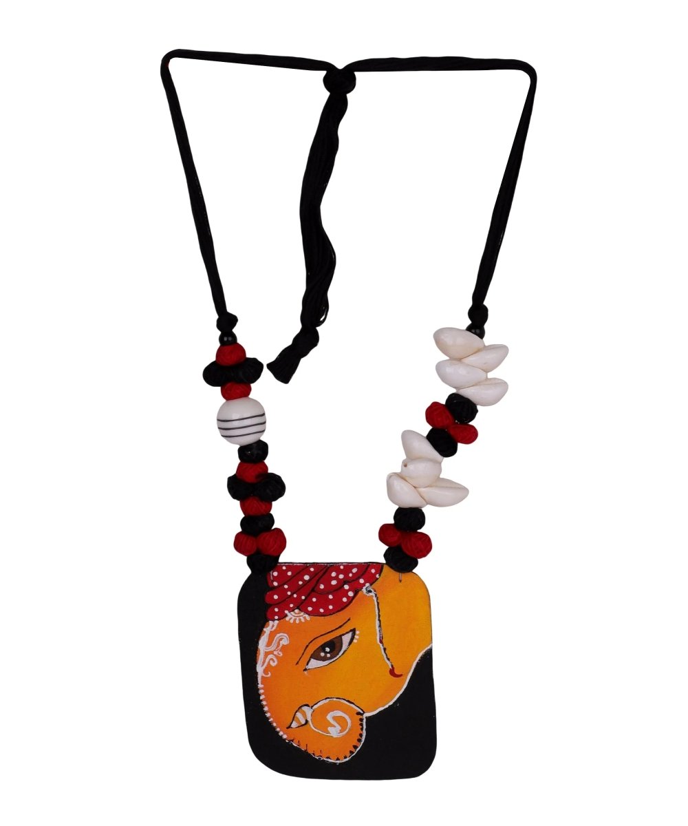 Avnish Mumbai Cha Ganesha Traditional Multi Color Hand Painted (Necklace) HP - NP - 138 - KHOJ.CITY
