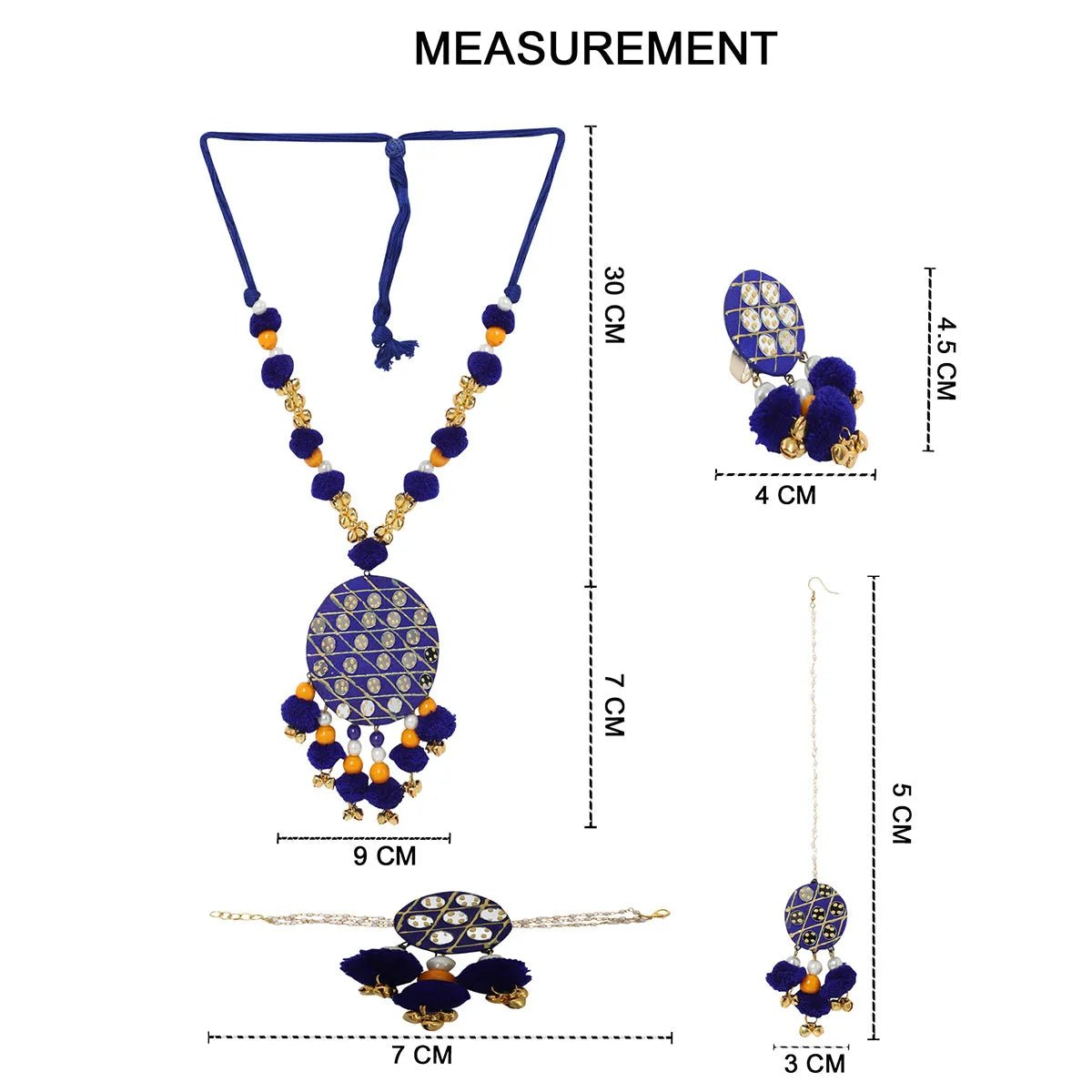 Azure Classic Multi Color Handmade Bridal Jewelry (Shaadi Set) - 012 - KHOJ.CITY