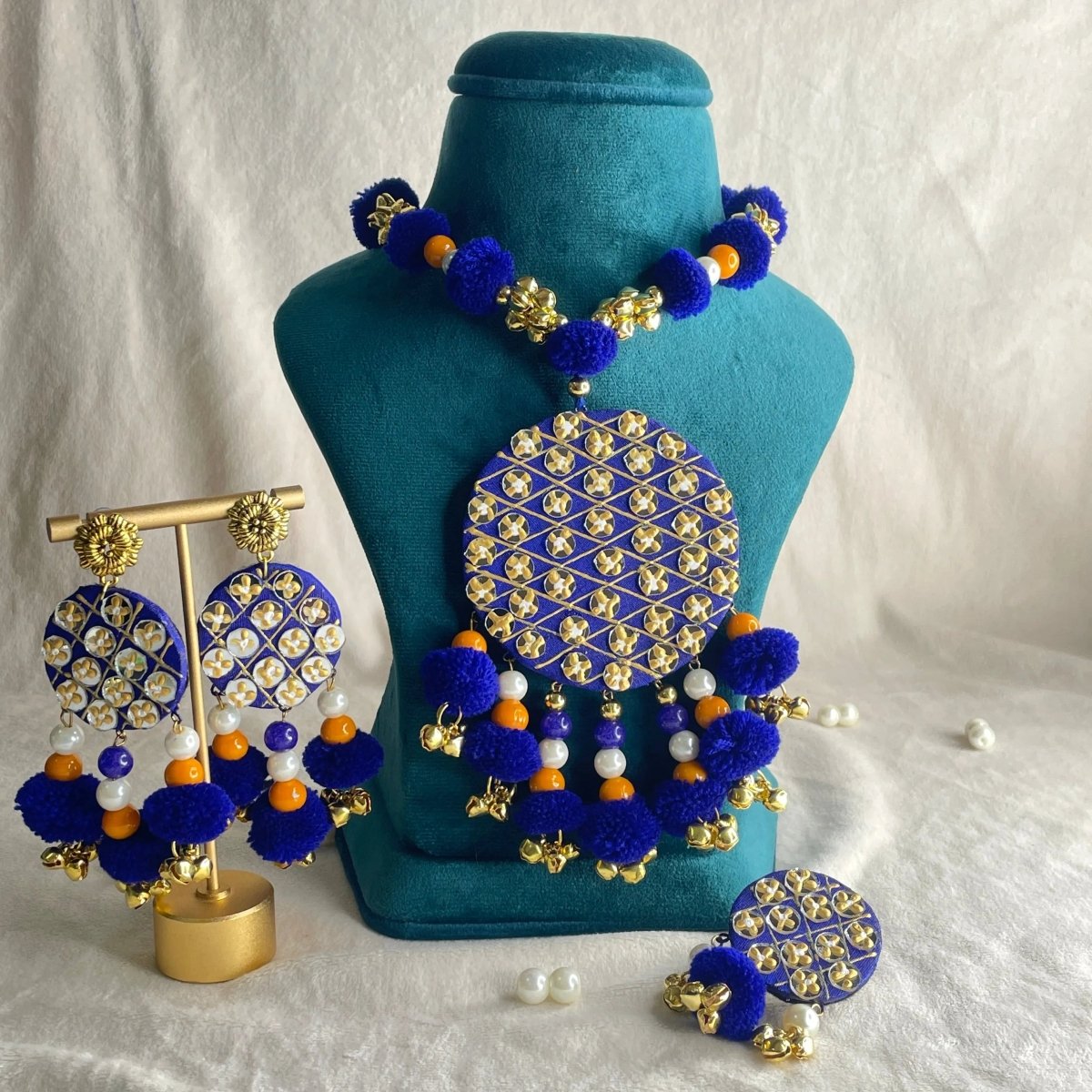 Azure Classic Multi Color Handmade Bridal Jewelry (Shaadi Set) - 012 - KHOJ.CITY