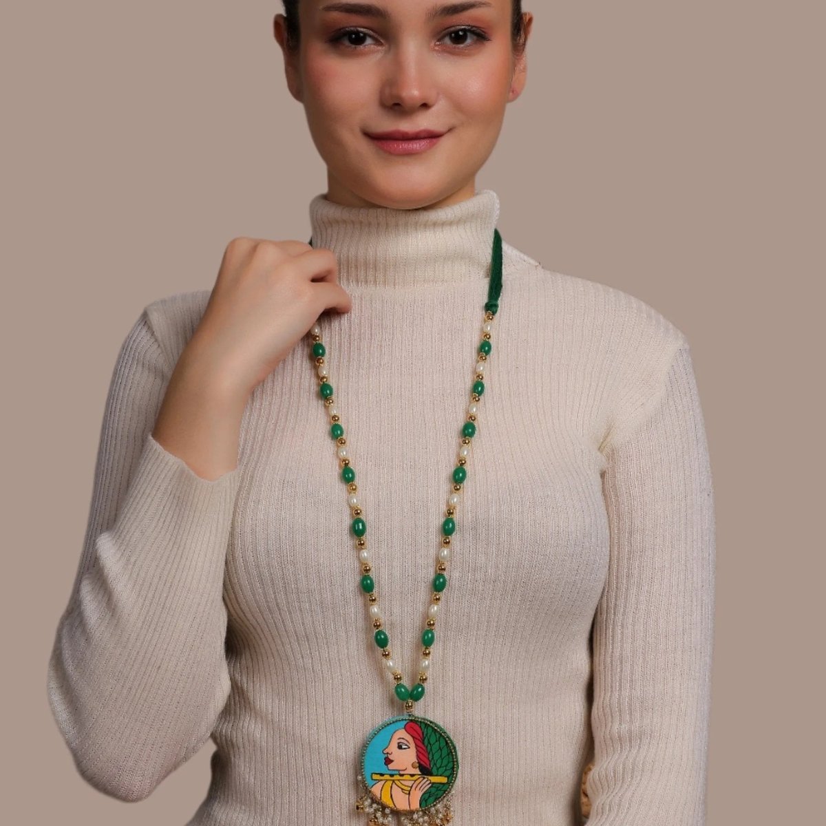 Bansy Classic Multi Color Hand Painted (Necklace) HP - NP - 177 - KHOJ.CITY