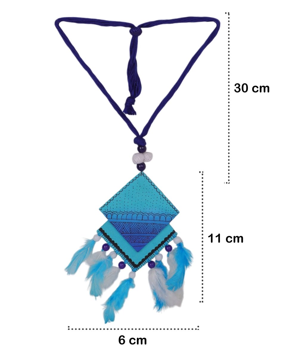 Bleu Plumage Bohemian Multi Color Hand Painted (Necklace) HP - NP - 010 - KHOJ.CITY
