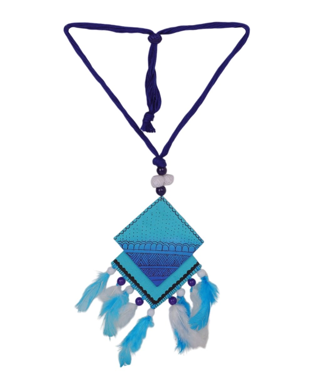 Bleu Plumage Bohemian Multi Color Hand Painted (Necklace) HP - NP - 010 - KHOJ.CITY