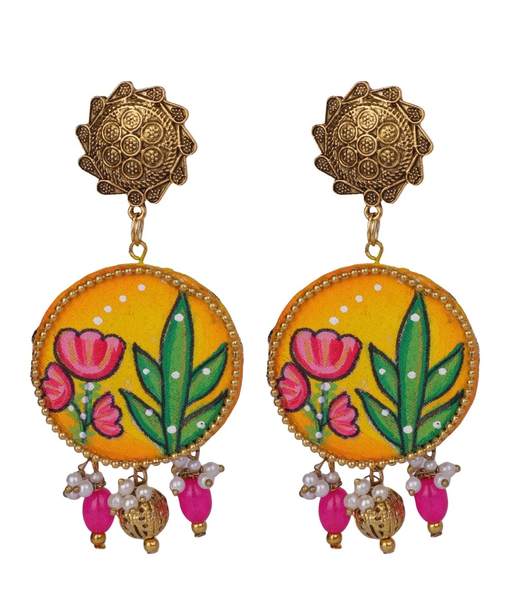 Blooming Bud Traditional Multi Color Hand Painted Drop (Earrings) HP - ER - 023 - KHOJ.CITY