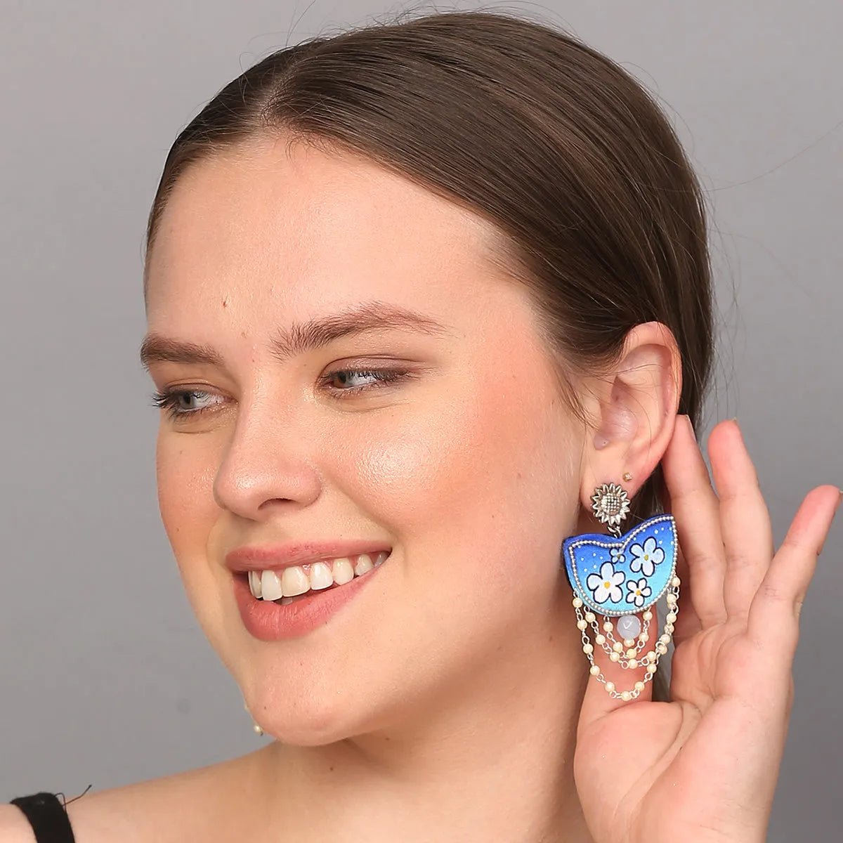 Blossom Traditional Multi Color Hand Painted Drop (Earrings) HP - ER - 024 - KHOJ.CITY