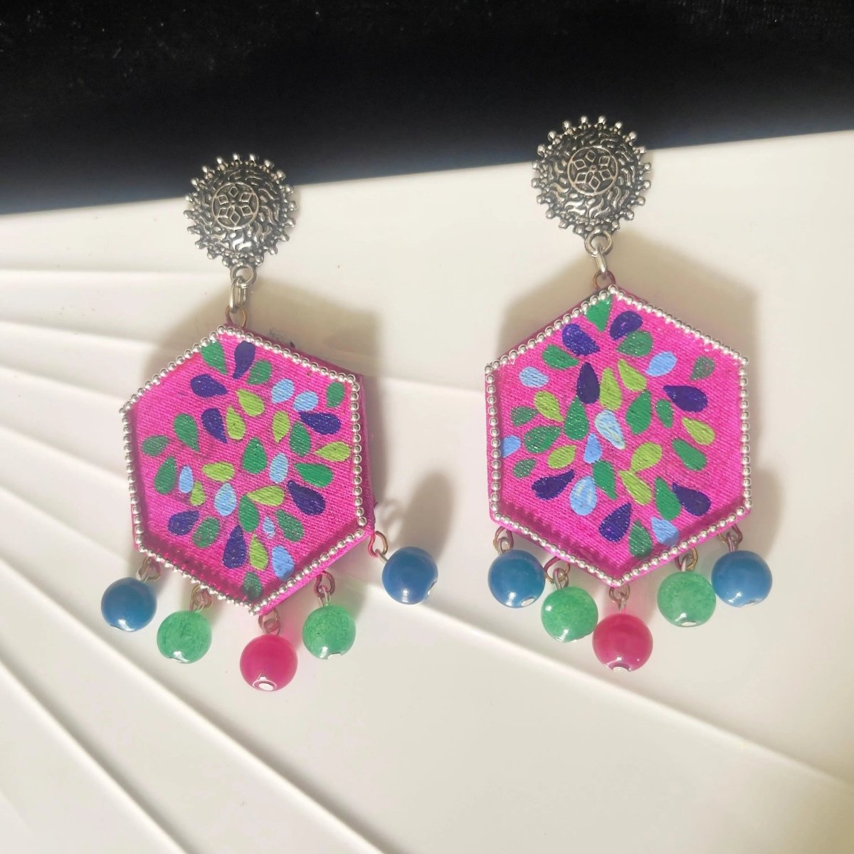 Butterfly Traditional Multi Color Hand Painted Drop (Earrings) HP - ER - 033 - KHOJ.CITY