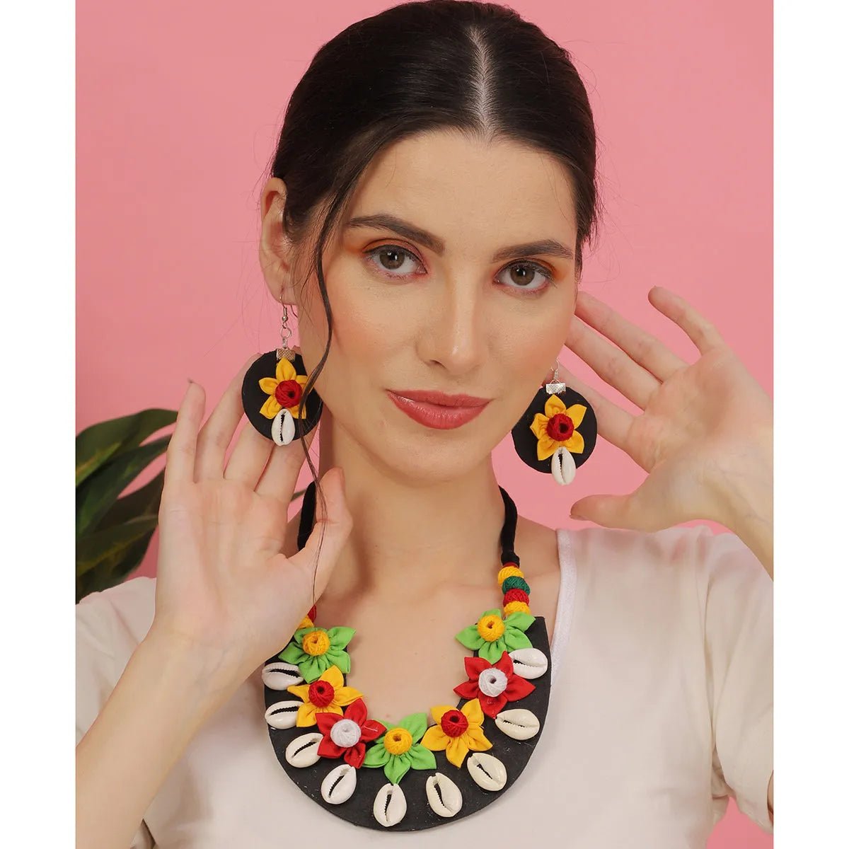 Calla Classic Multi Color Handmade (Necklace set) HM - NP - KHOJ.CITY
