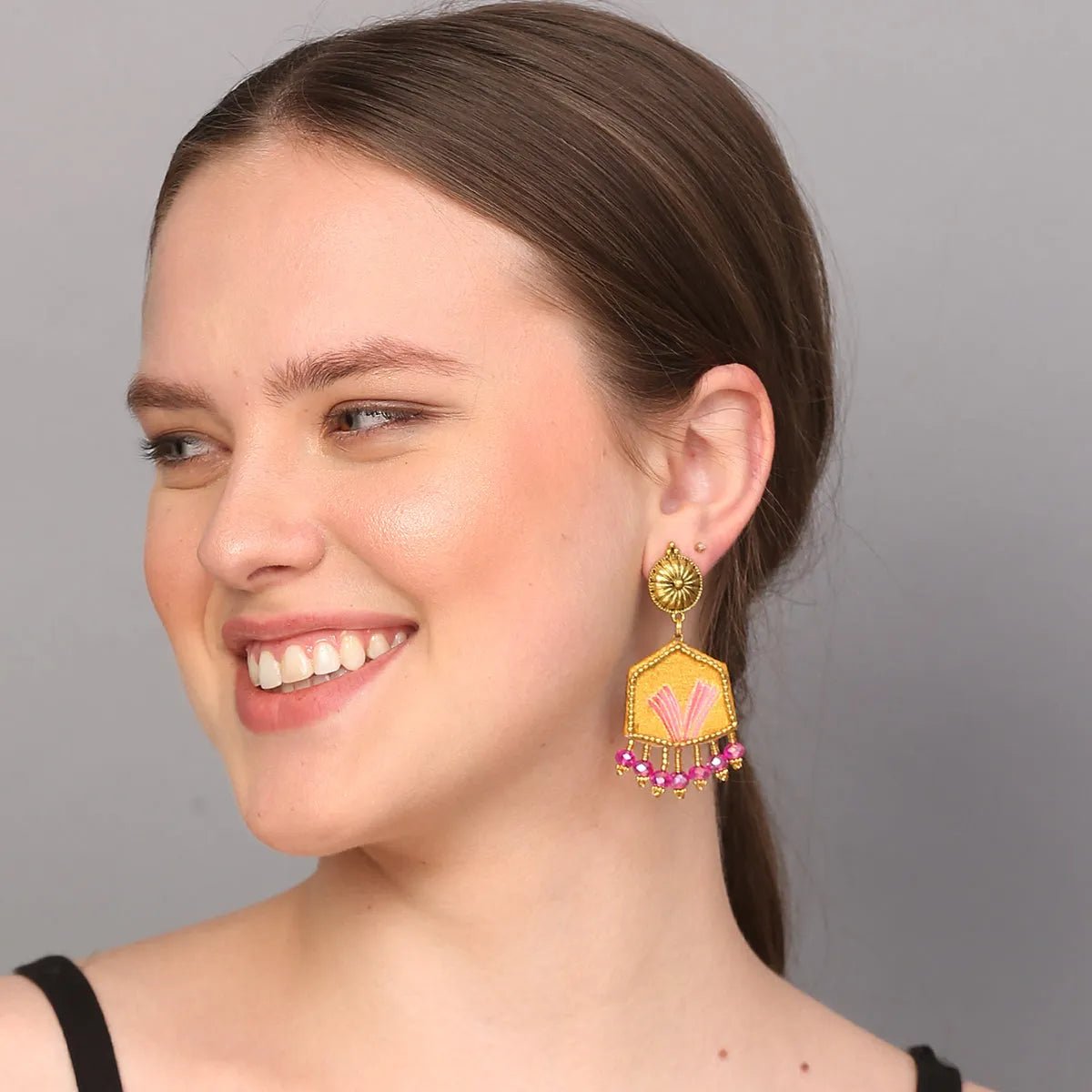 Candy Traditional Multi Color Hand Painted Drop (Earrings) HP - ER - 035 - KHOJ.CITY