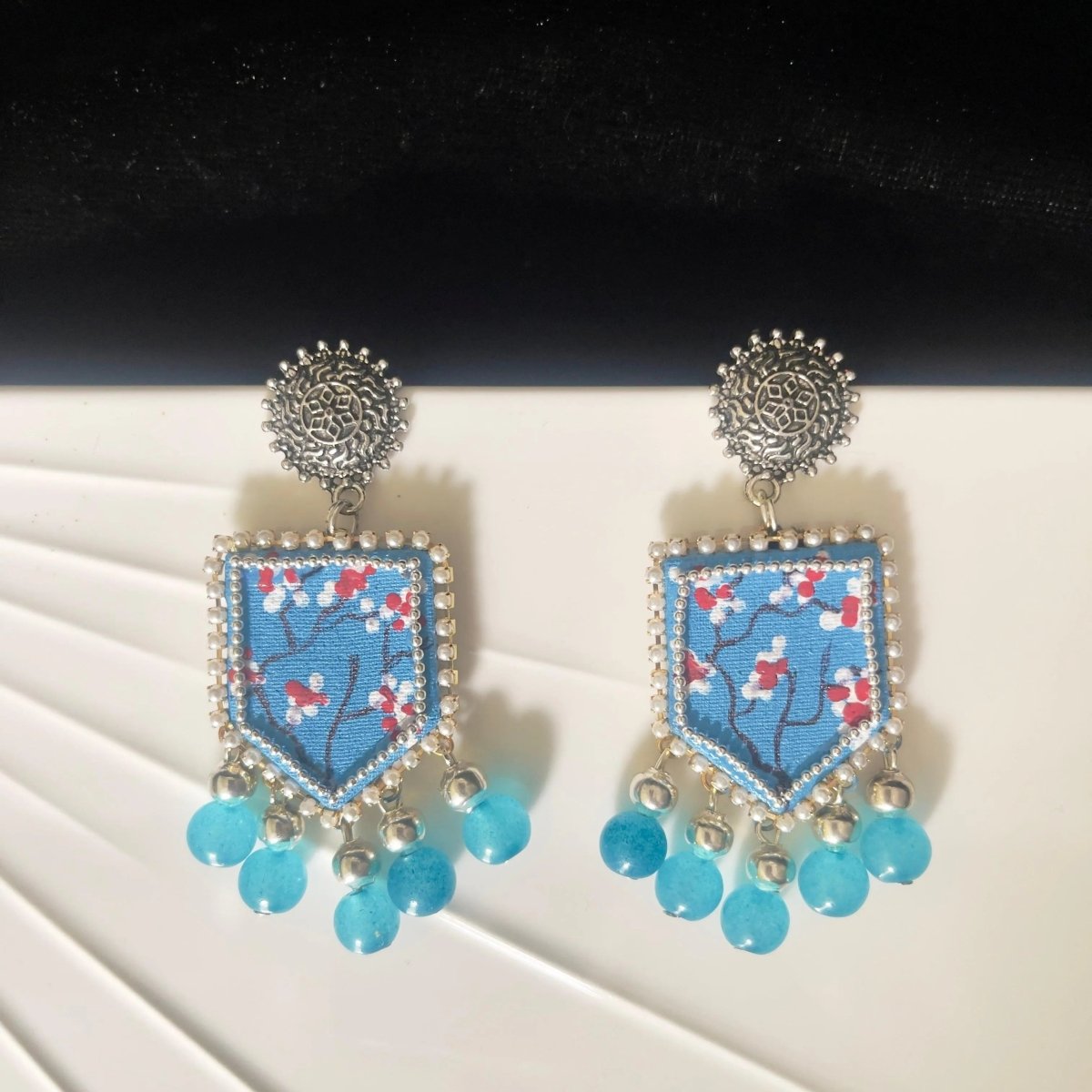 Cassia Traditional Multi Color Hand Painted Drop (Earrings) HP - ER - 037 - KHOJ.CITY