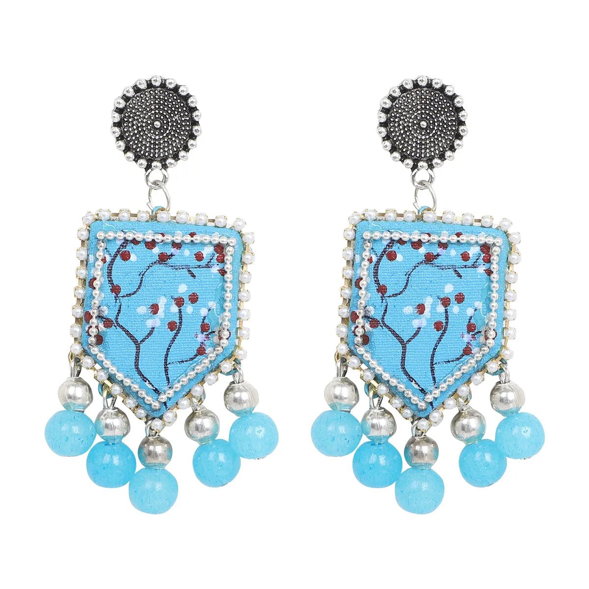 Cassia Traditional Multi Color Hand Painted Drop (Earrings) HP - ER - 037 - KHOJ.CITY