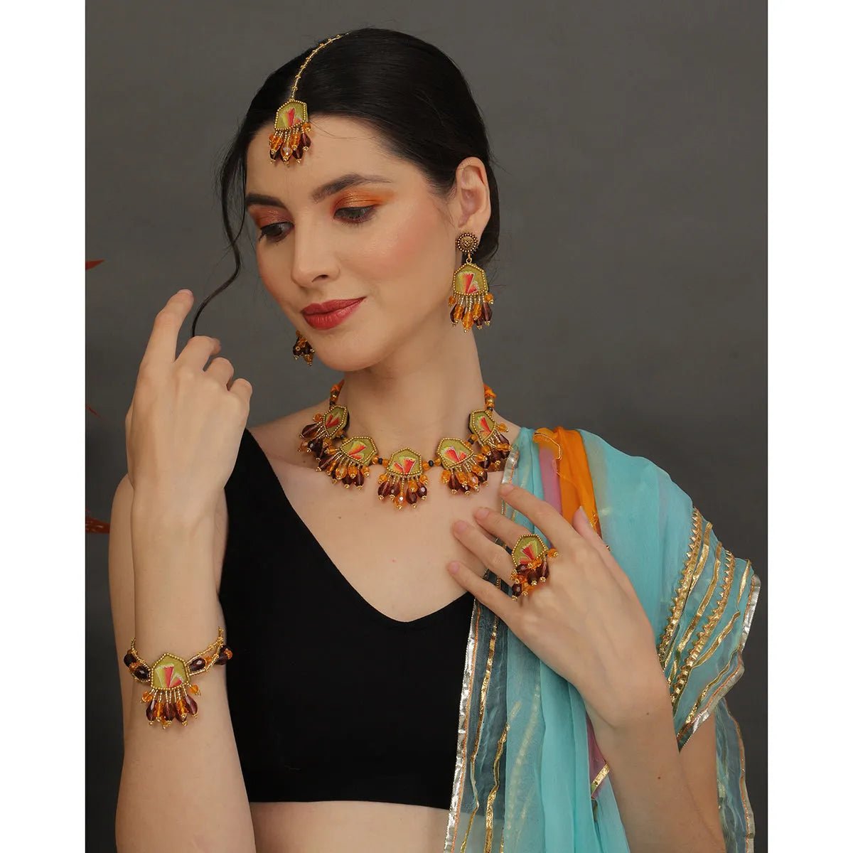 Cheerful Bloom Classic Gold Handmade (Shaadi set) HP - NP - KHOJ.CITY