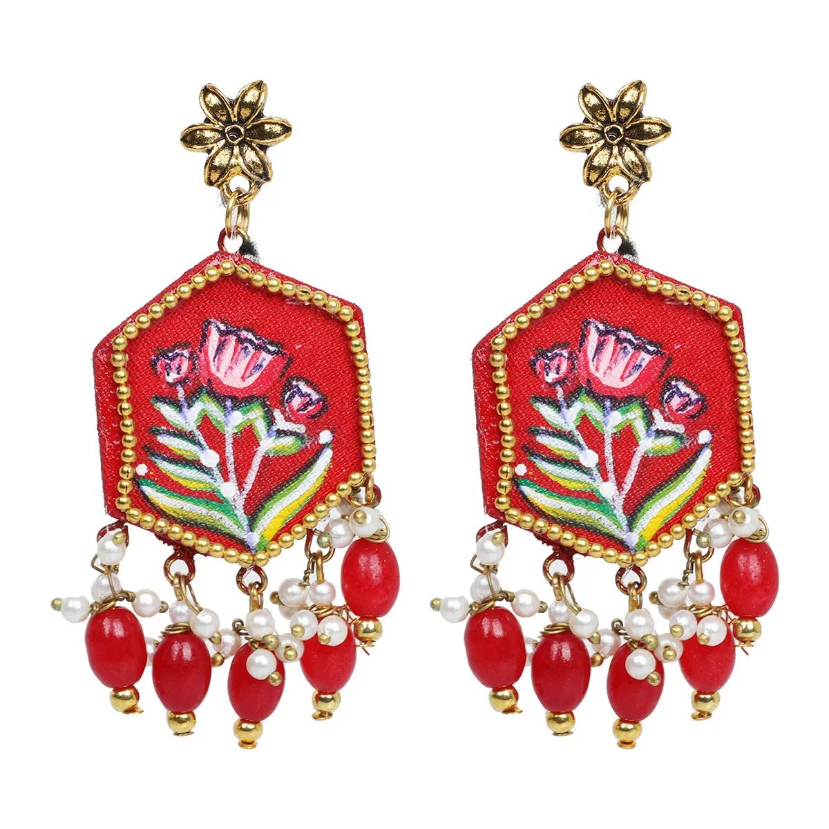 Cherry Classic Hand Painted Drop (Earrings) HP - ER - 052 - KHOJ.CITY
