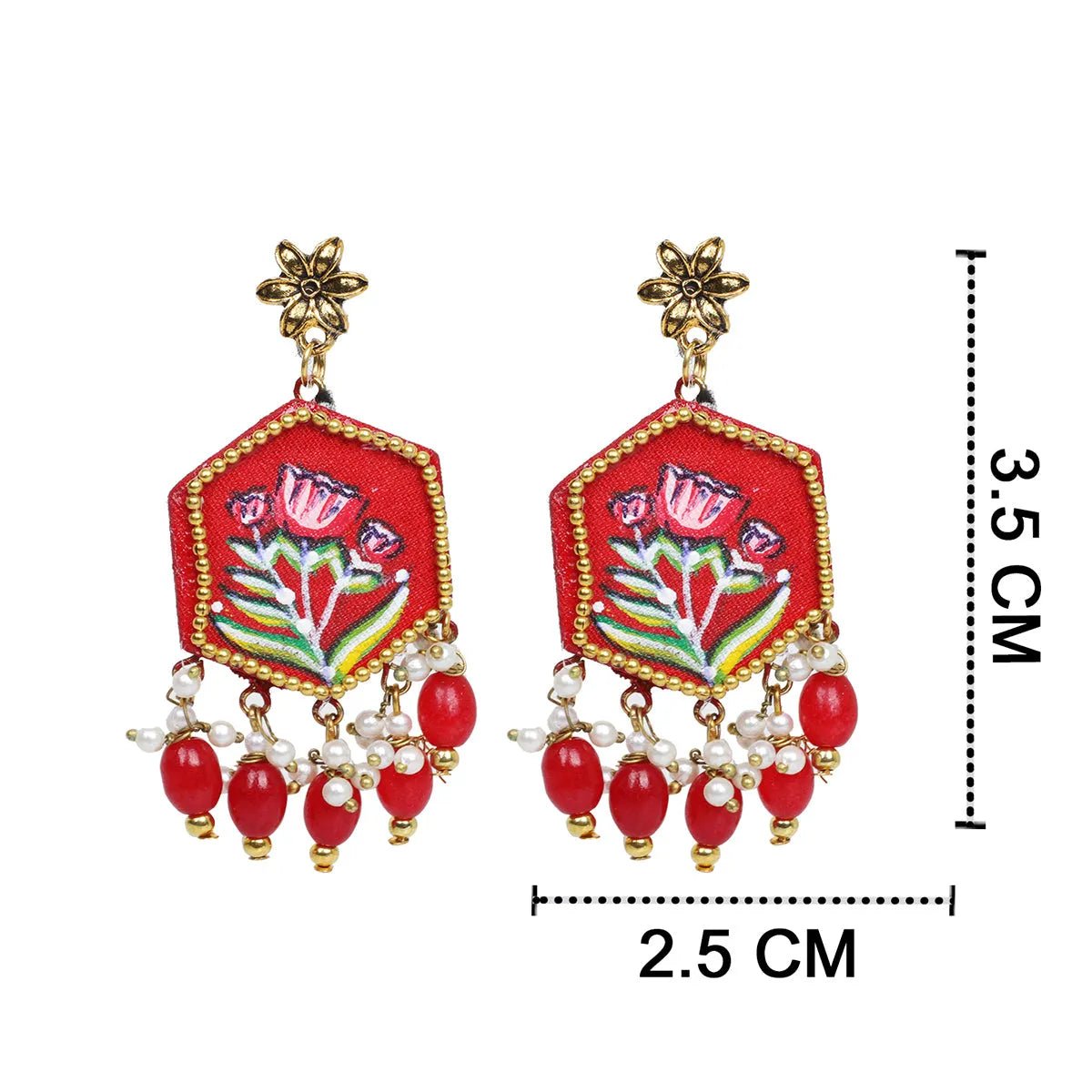Cherry Classic Hand Painted Drop (Earrings) HP - ER - 052 - KHOJ.CITY