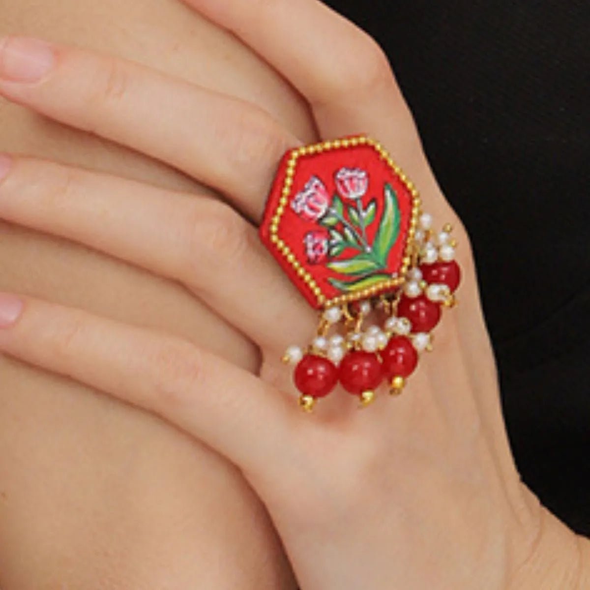 Cherry Classic Multi Color Hand Painted (Ring) HP - RG - 020 - KHOJ.CITY