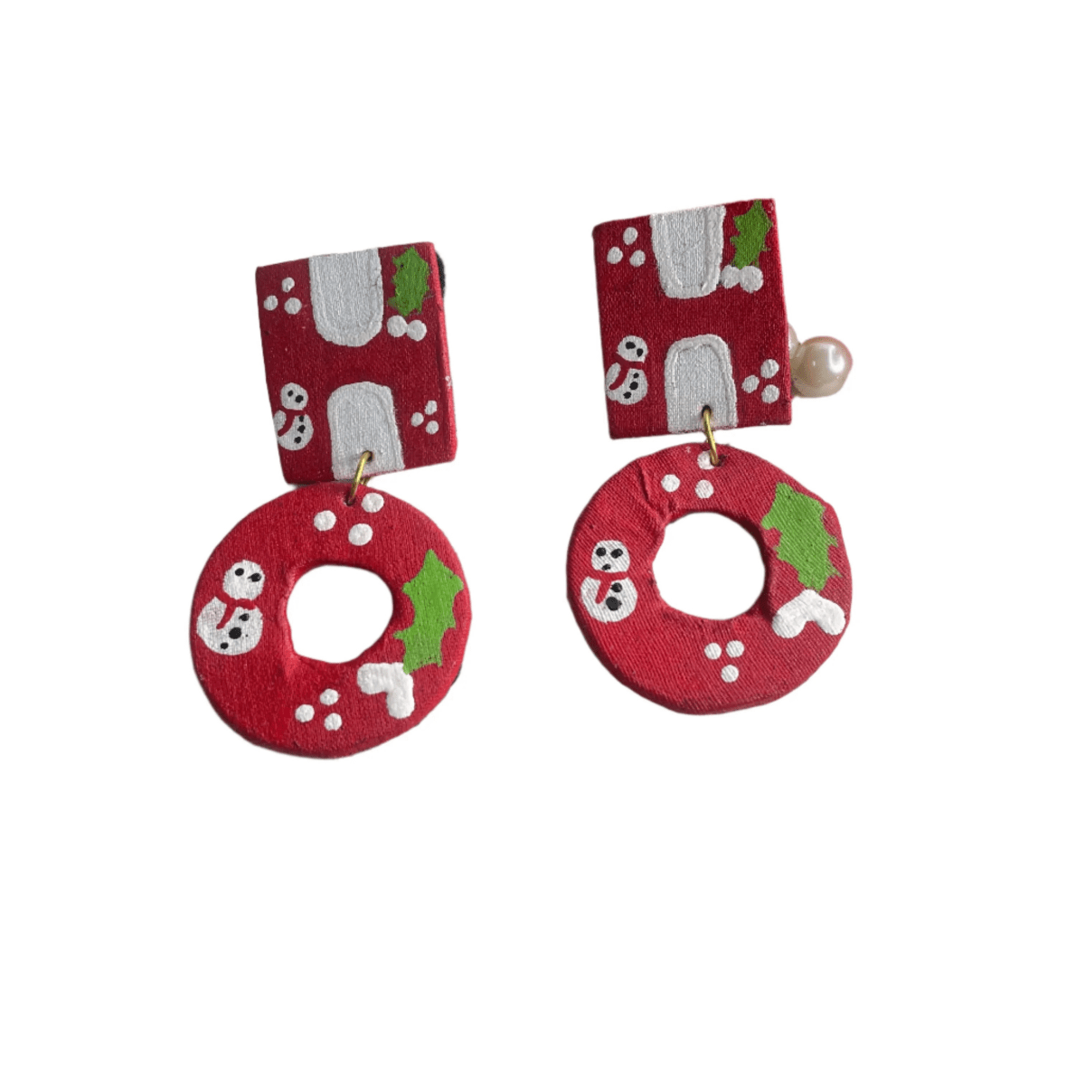 Christmas Donut Multi Color Hand Painted Stud (Earrings) HP - ER - 073 - KHOJ.CITY