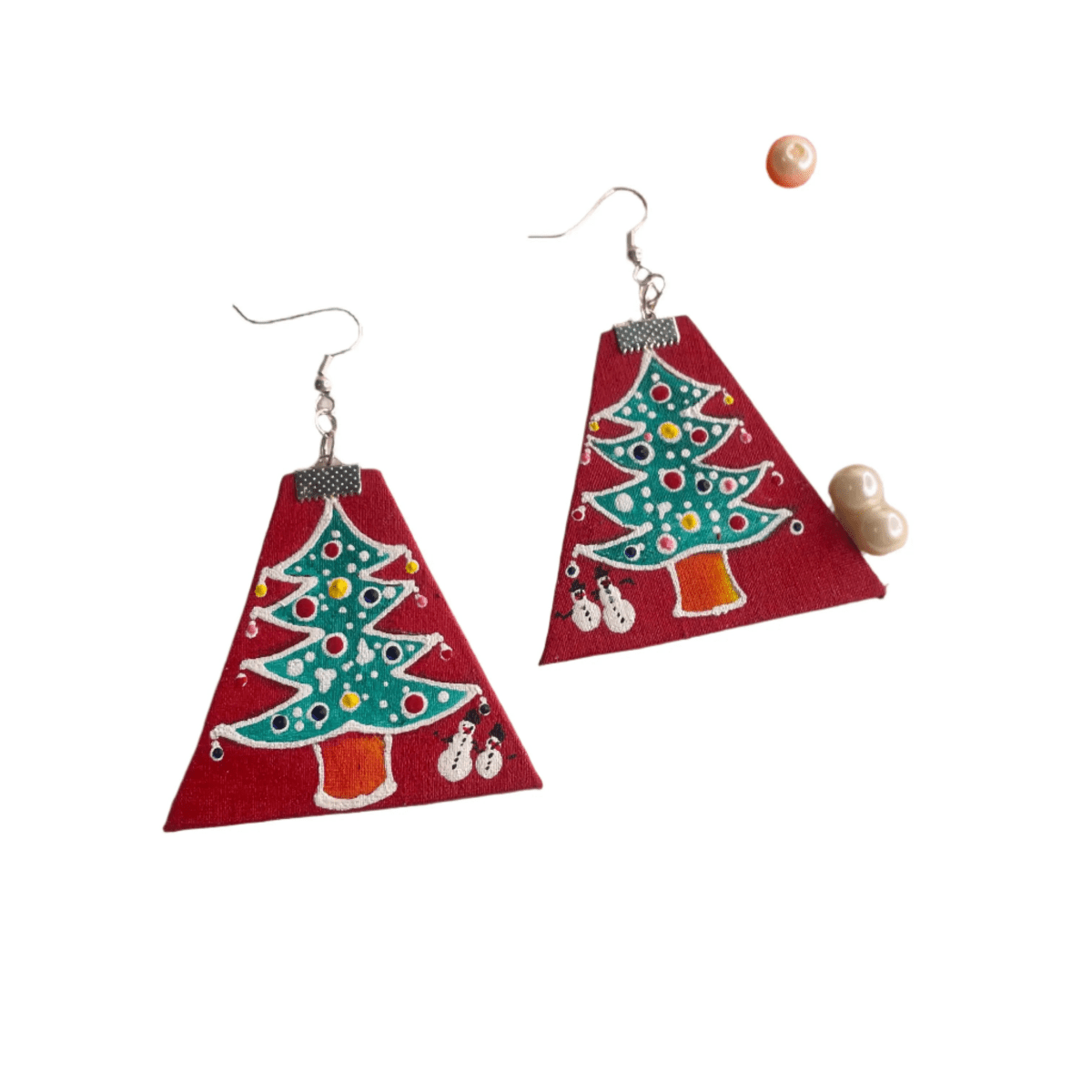 Christmas Tree Multi Color Hand Painted Drop (Earrings) HP - ER - 072 - KHOJ.CITY