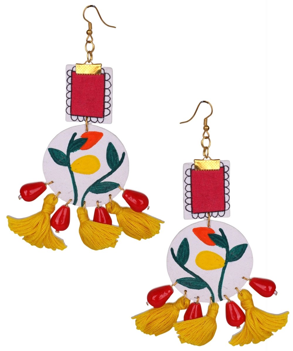 Clementine Field Traditional Multi Color Hand Painted Drop (Earrings) HP - ER - 043 - KHOJ.CITY