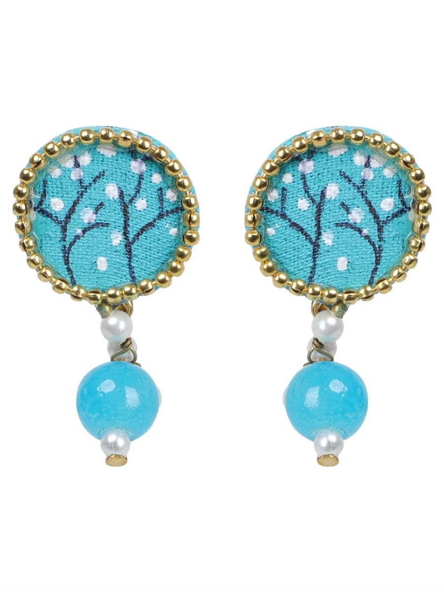 Coin Mini Classic Blue Handmade Stud (Earrings) HP - ER - KHOJ.CITY