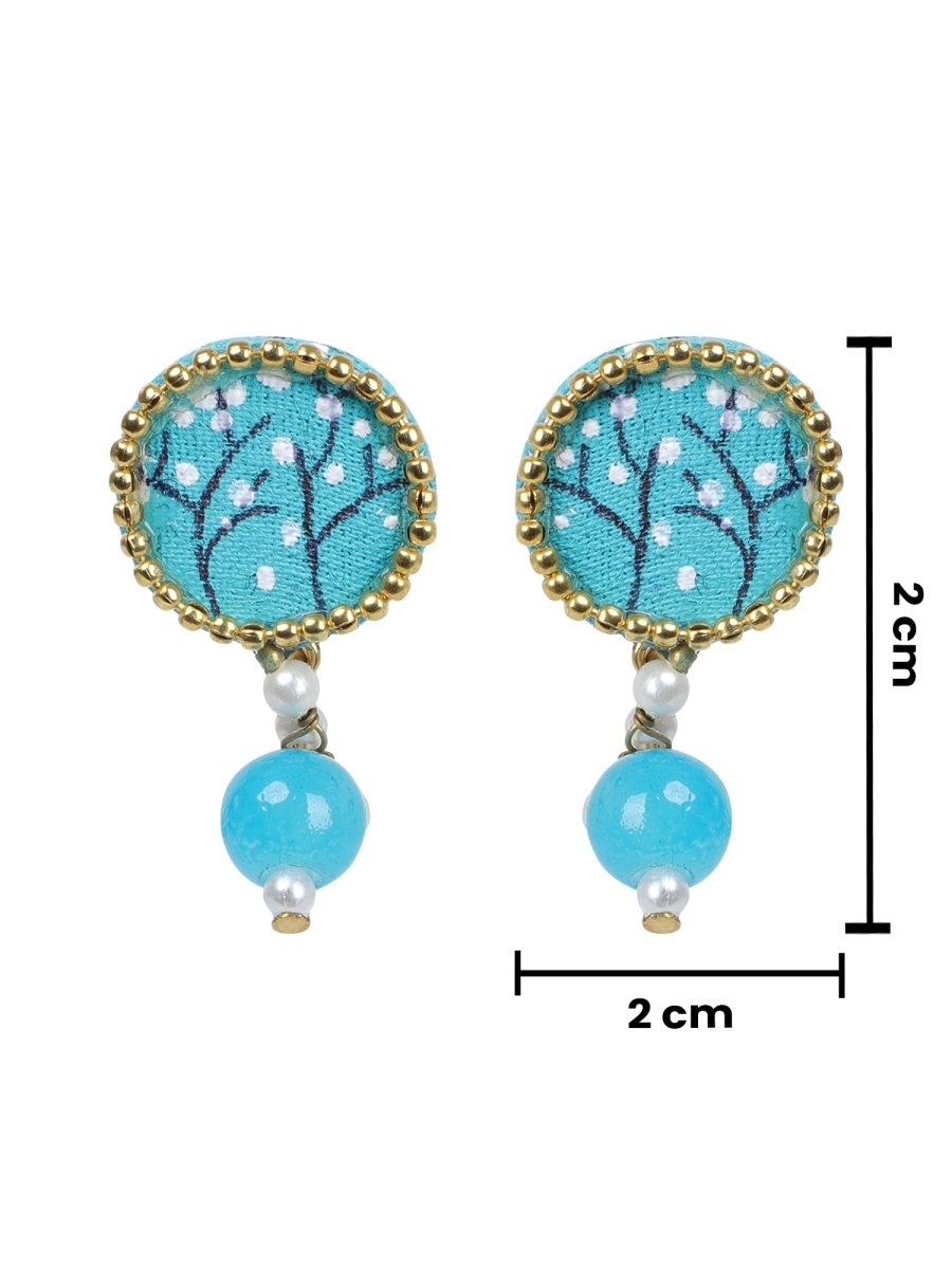 Coin Mini Classic Blue Handmade Stud (Earrings) HP - ER - KHOJ.CITY