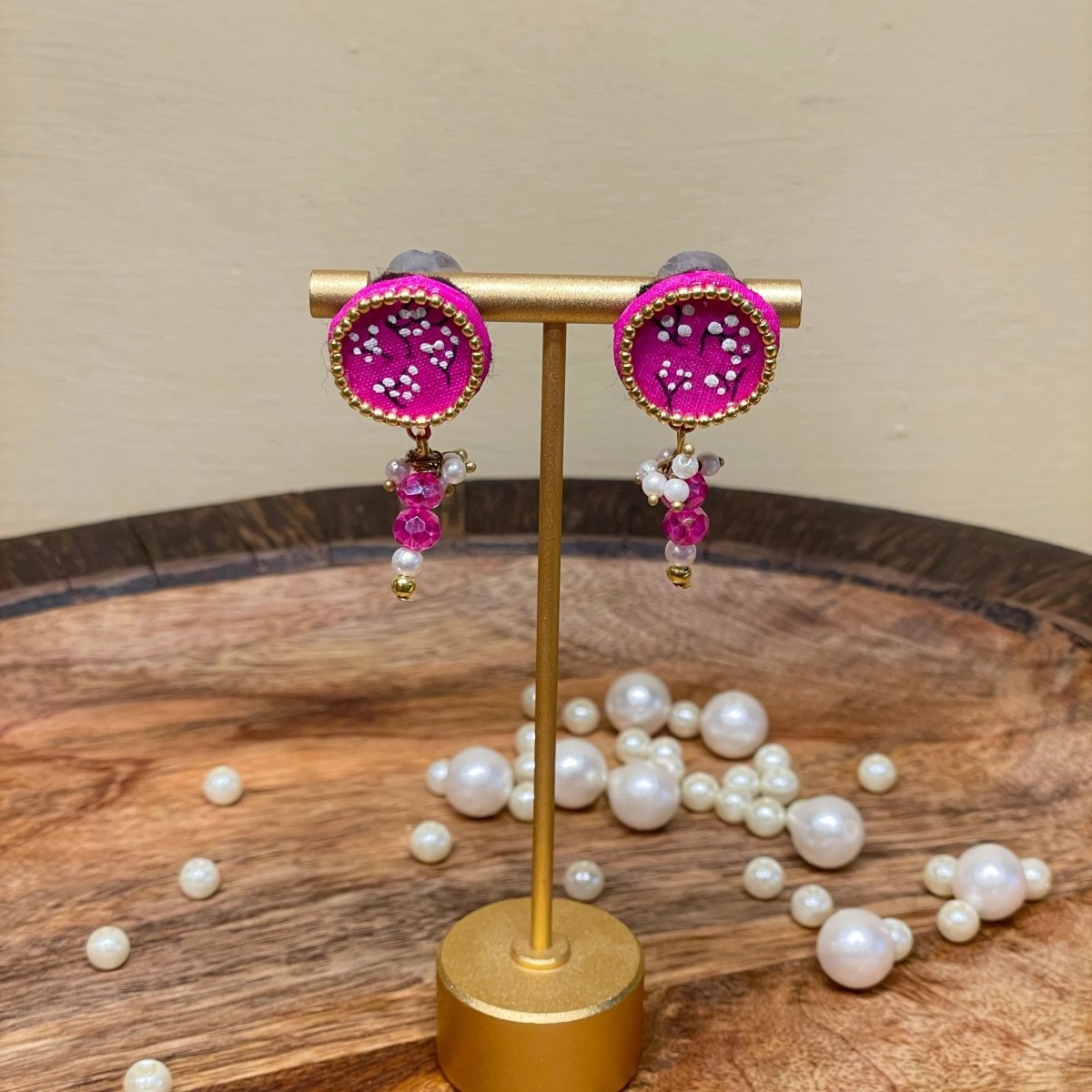 Coin Mini Classic Dark Pink Handmade Stud (Earrings) HP - ER - KHOJ.CITY