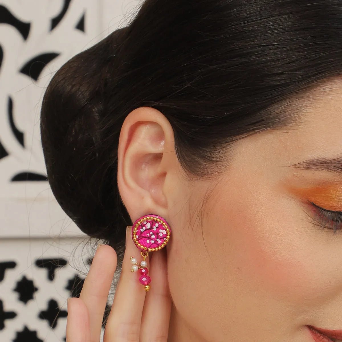 Coin Mini Classic Dark Pink Handmade Stud (Earrings) HP - ER - KHOJ.CITY