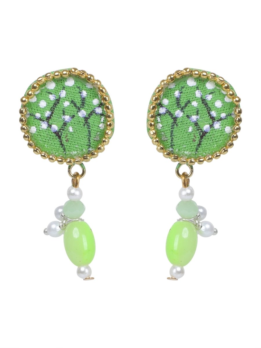 Coin Mini Classic Green Handmade Stud (Earrings) HP - ER - KHOJ.CITY