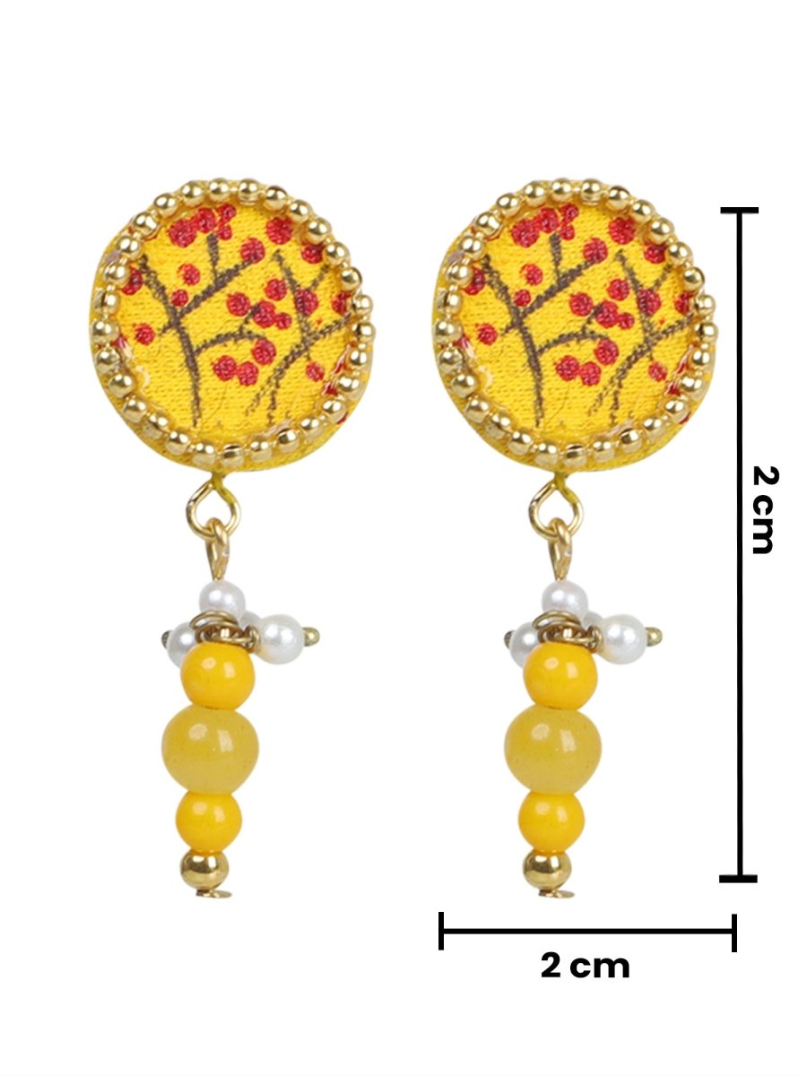 Coin Mini Classic Haldi Yellow Handmade Stud (Earrings) HP - ER - KHOJ.CITY