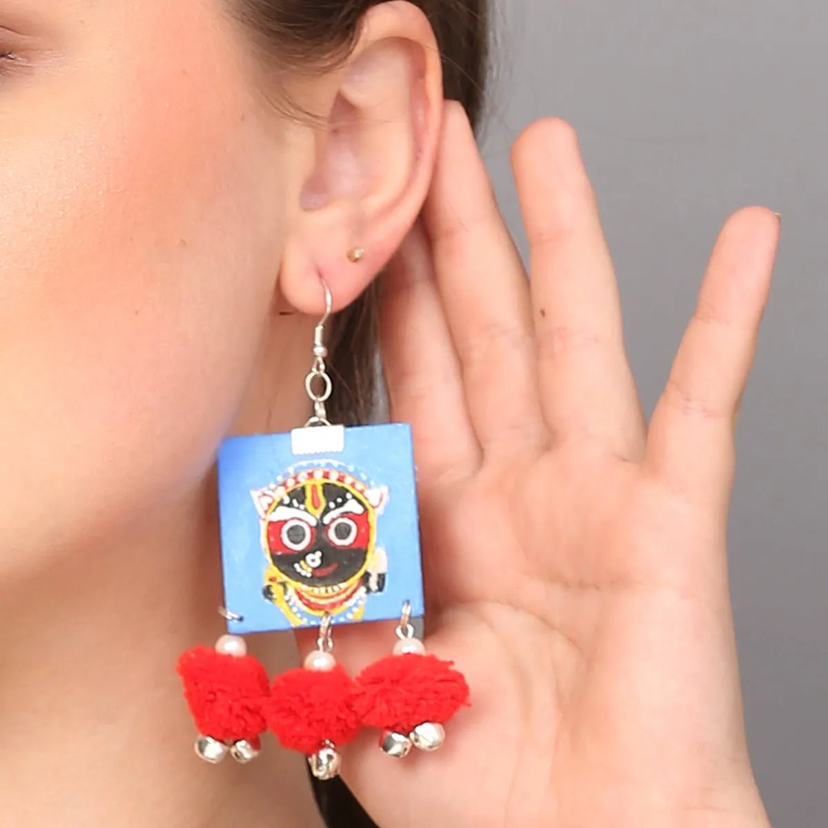 Damu Jagannath Traditional Multi Color Hand Painted Drop (Earrings) HP - ER - 163 - KHOJ.CITY