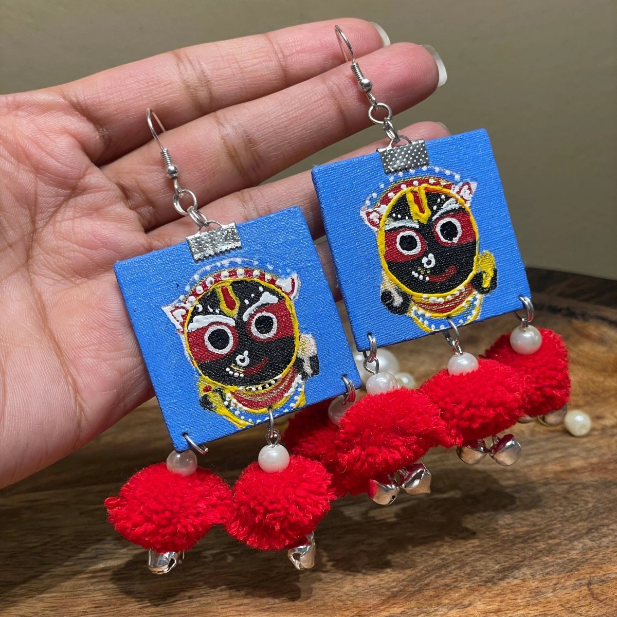 Damu Jagannath Traditional Multi Color Hand Painted Drop (Earrings) HP - ER - 163 - KHOJ.CITY