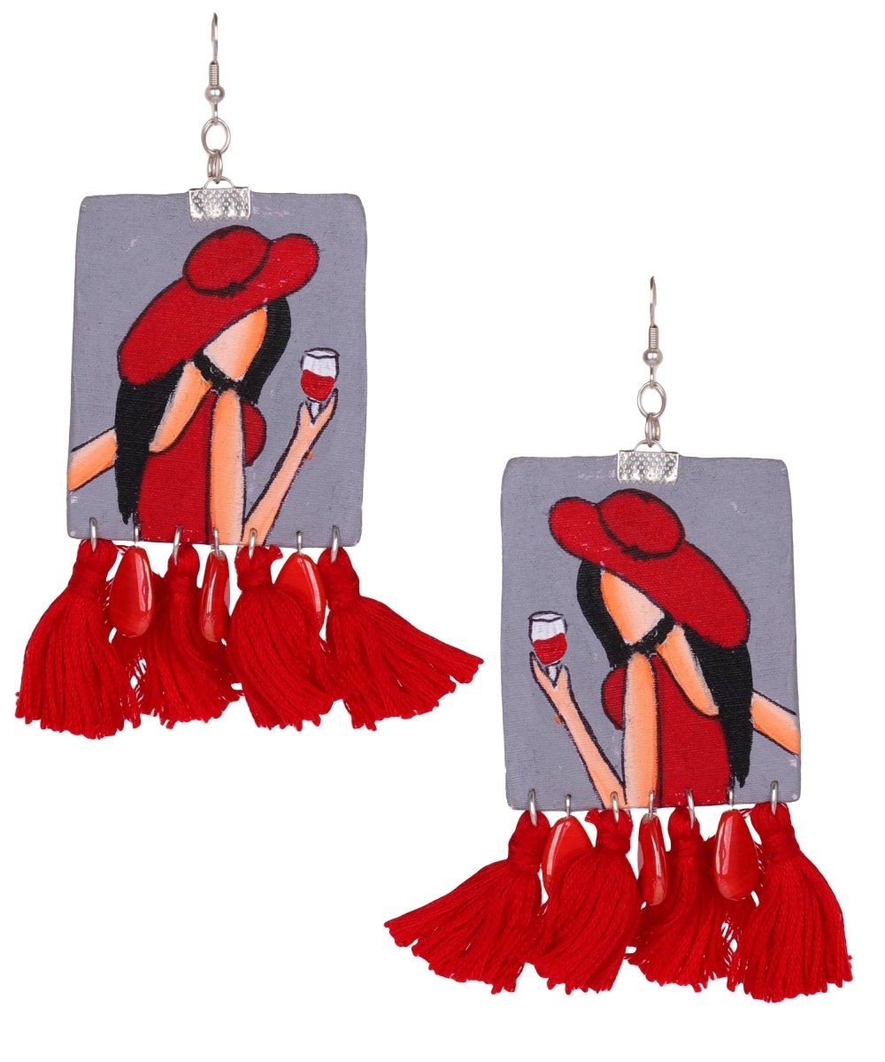 Danica Bohemian Multi Color Hand Painted Drop (Earrings) HP - ER - 045 - KHOJ.CITY