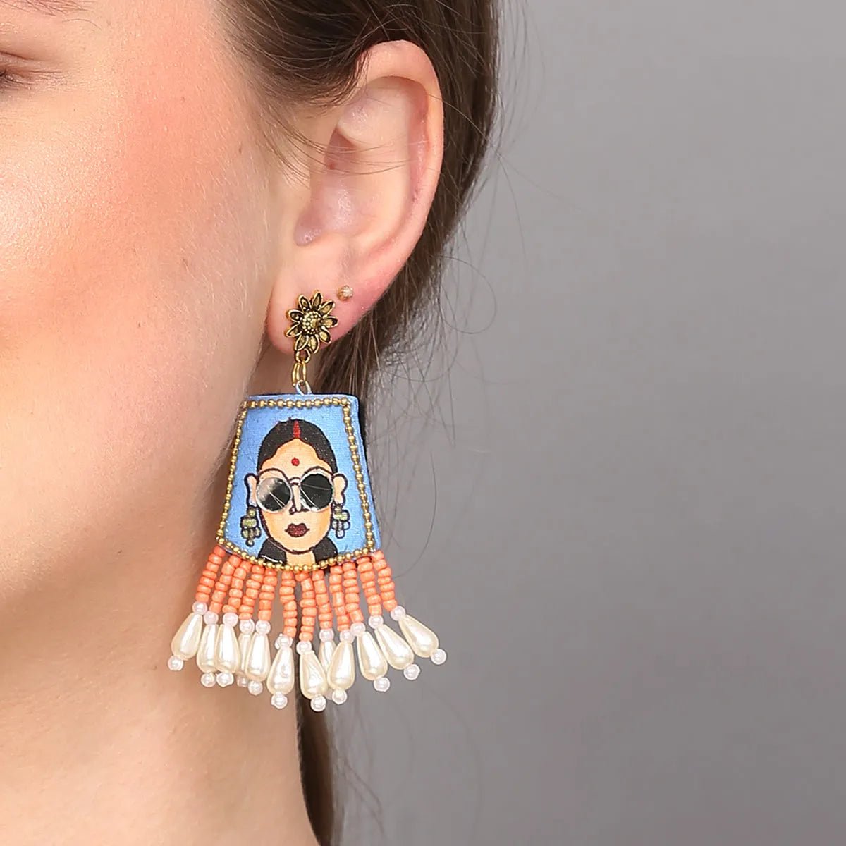 Darpan Bohemian Blue Handmade Jewellery Drop (Earrings) HP - ER - 046 - KHOJ.CITY