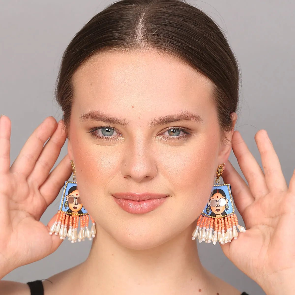 Darpan Bohemian Blue Handmade Jewellery Drop (Earrings) HP - ER - 046 - KHOJ.CITY