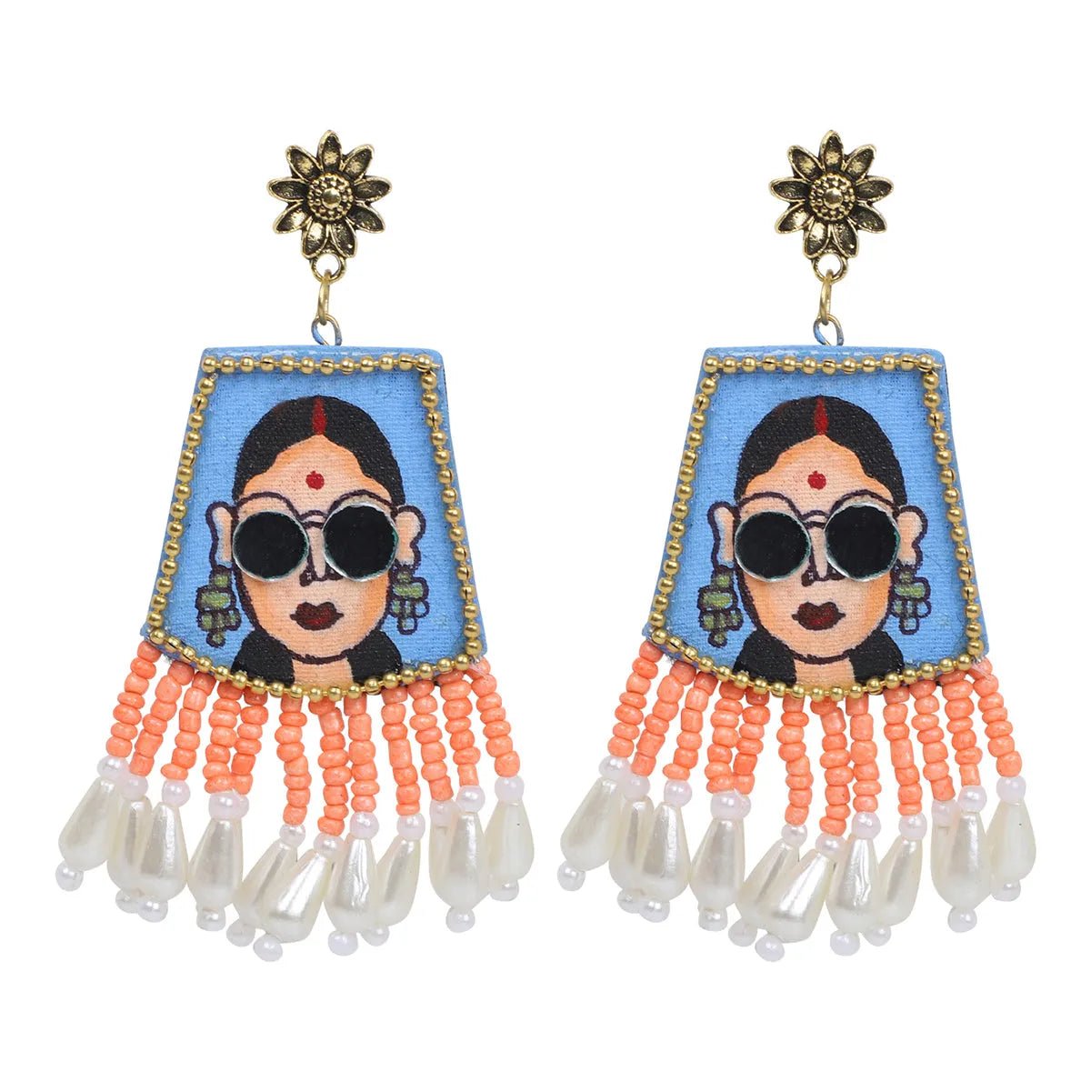 Darpan Bohemian Blue Handmade Jewellery Drop (Earrings) HP - ER - 046 - KHOJ.CITY
