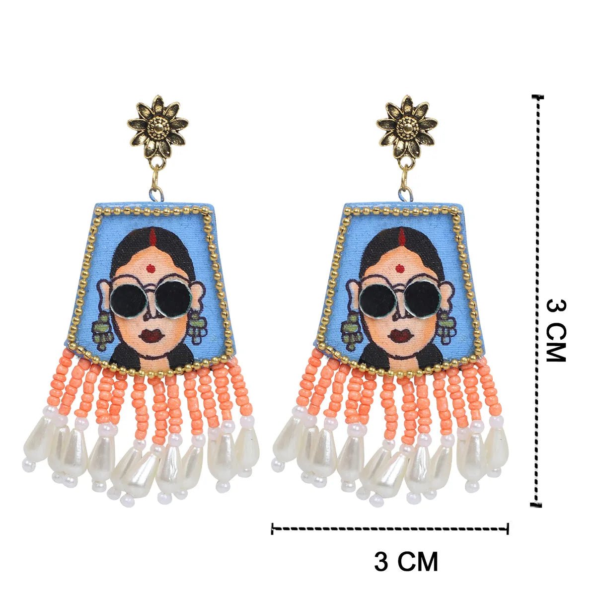 Darpan Bohemian Blue Handmade Jewellery Drop (Earrings) HP - ER - 046 - KHOJ.CITY