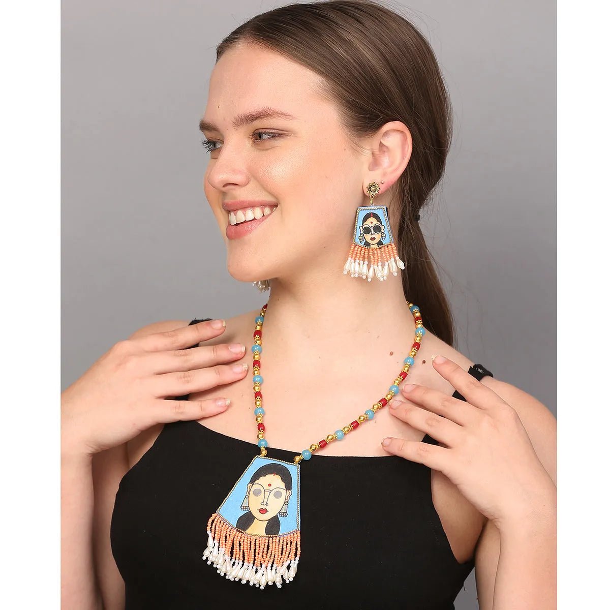 Darpan Bohemian Blue Handmade (Necklace set) HP - NP - KHOJ.CITY