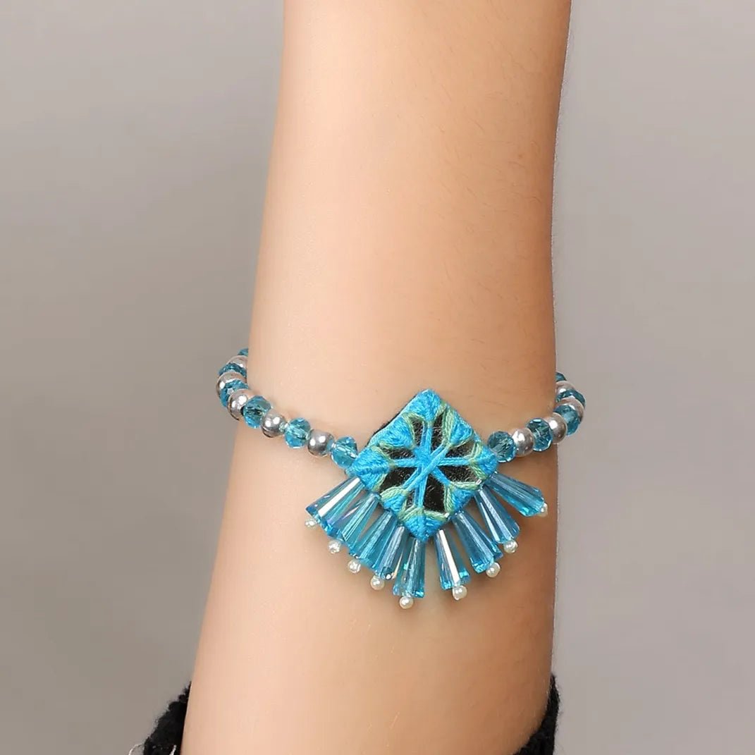 Denim Bloom Classic Multi Color Handmade Bridal Jewelry (Shaadi Set) - 006 - KHOJ.CITY