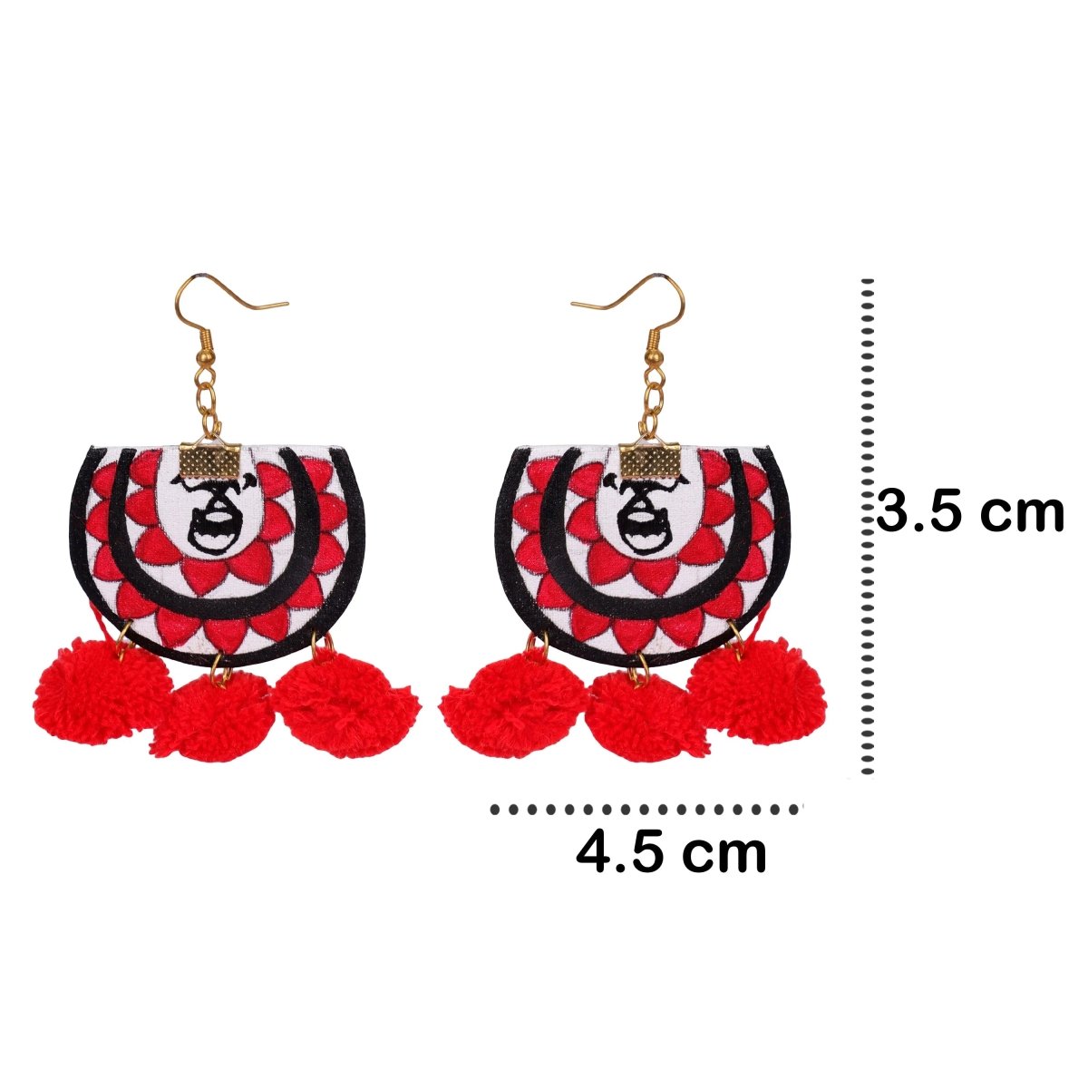 Dhaaki Red Classic Hand Painted Drop (Earrings) HP - ER - 049 - KHOJ.CITY