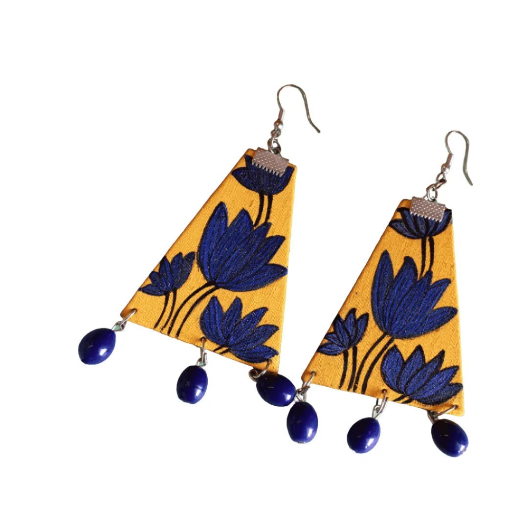 Diamond Floral Traditional Multi Color Hand Painted Drop (Earrings) HP - ER - 050 - KHOJ.CITY