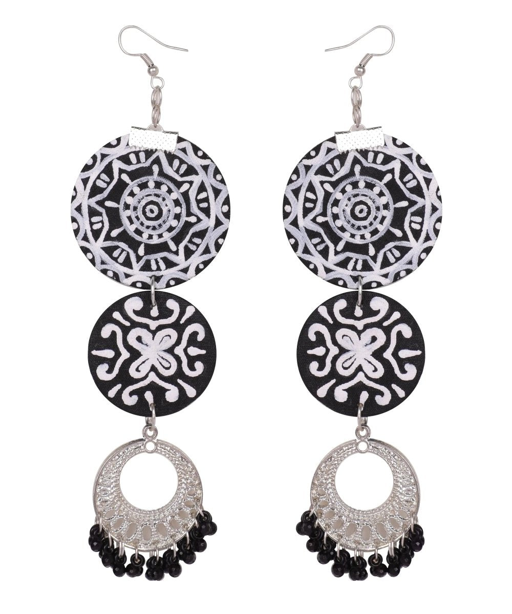 Dijul Black Hand Painted Drop (Earrings) HP - ER - 054 - KHOJ.CITY