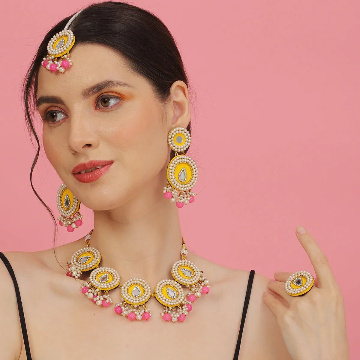 Diya Classic Multi Color Handmade Bridal Jewelry (Shaadi Set) - 002 - KHOJ.CITY