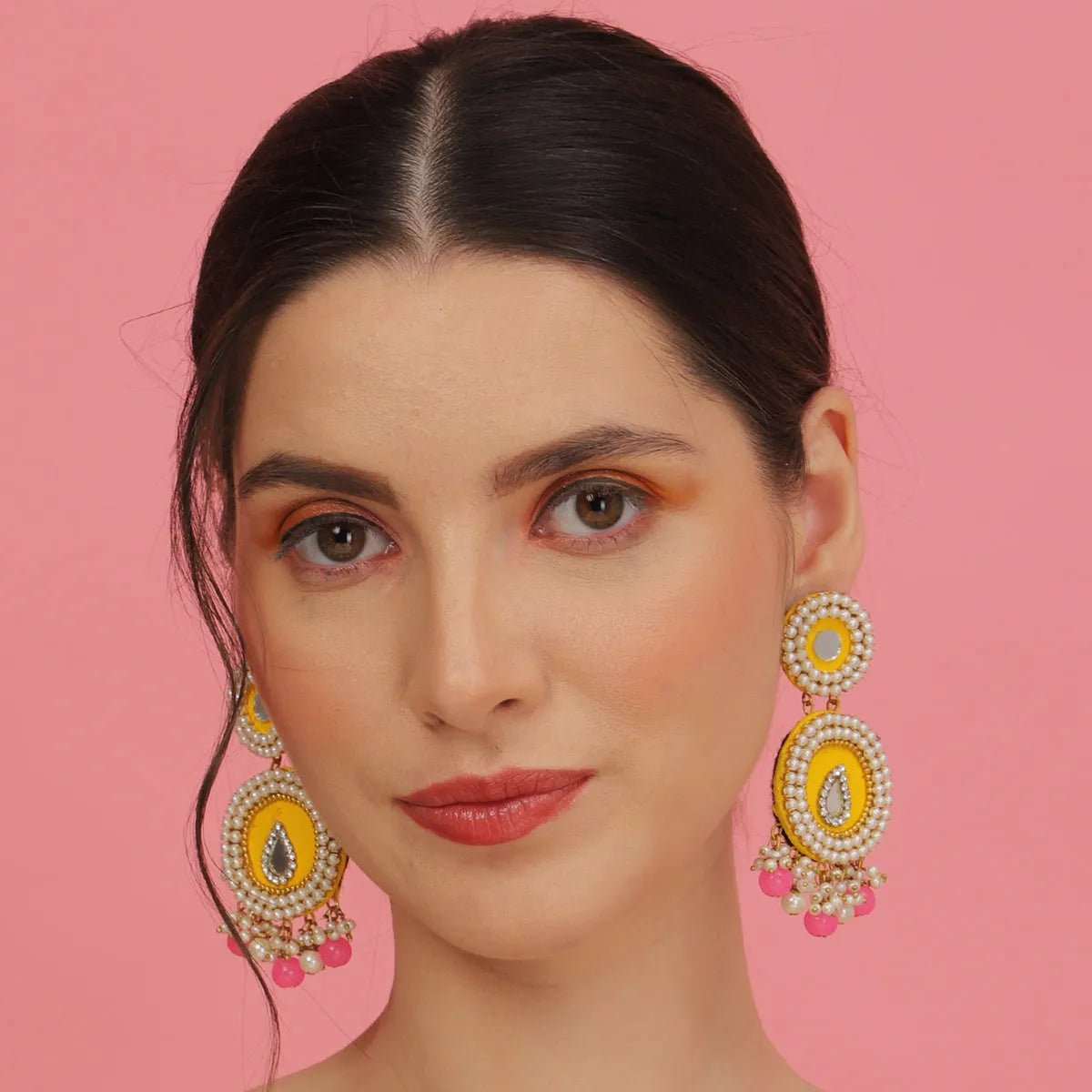 Diya Traditional Multi Color Handmade Drop (Earrings) HM - ER - 055 - KHOJ.CITY