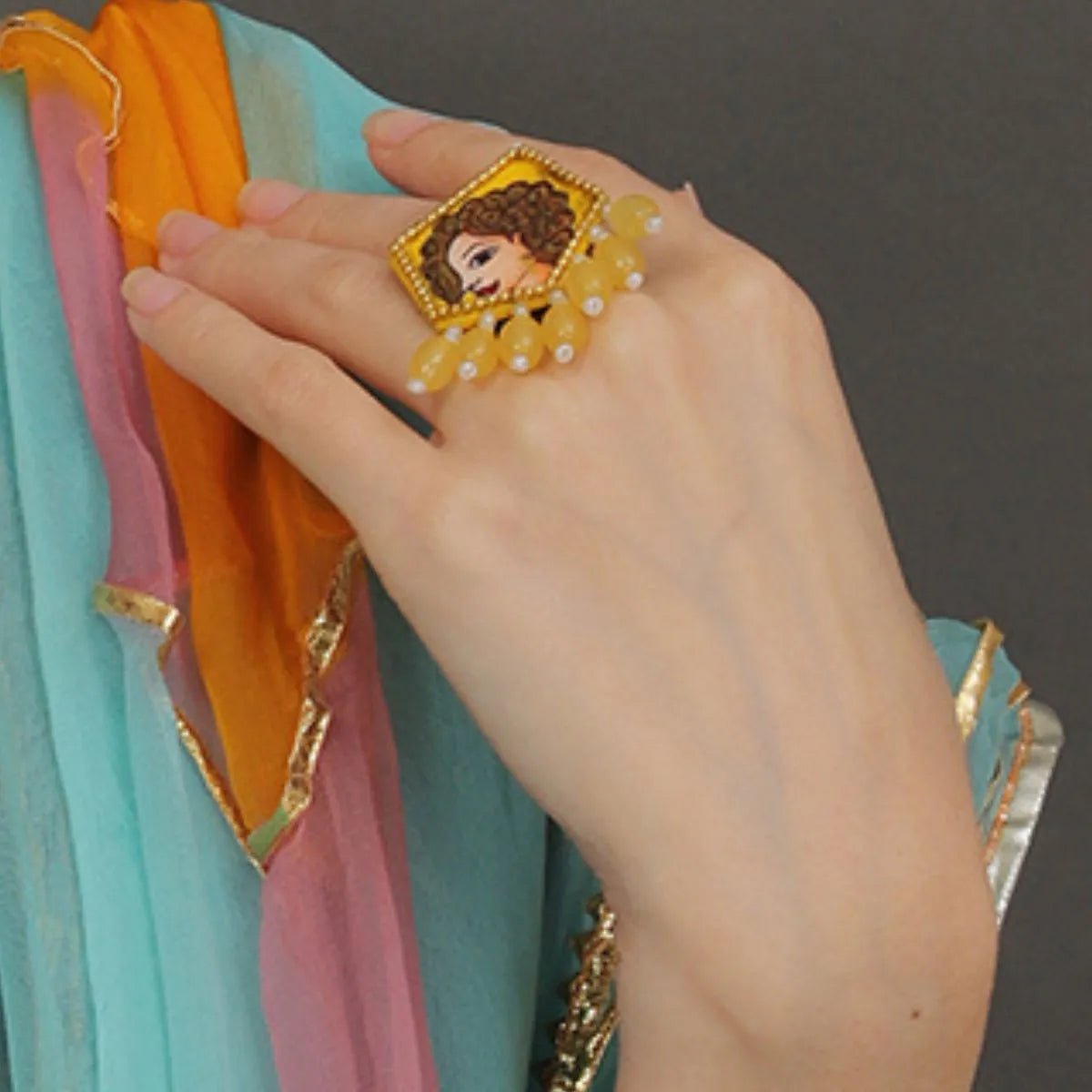 Doll Classic Multi Color Hand Painted (Ring) HP - RG - 009 - KHOJ.CITY