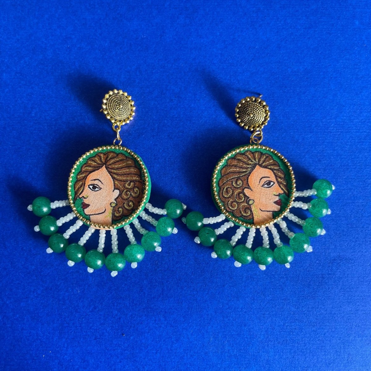 Doll Traditional Green Handmade Drop (Earrings) HP - ER - KHOJ.CITY