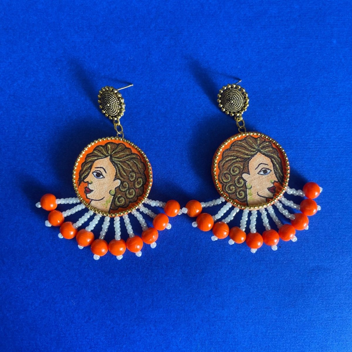 Doll Traditional Orange Handmade Drop (Earrings) HP - ER - KHOJ.CITY