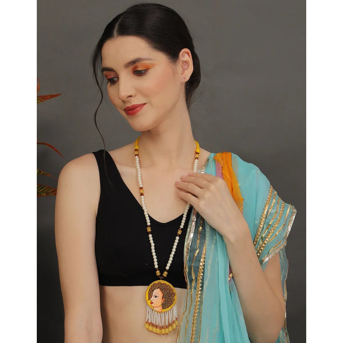 Doll Traditional Yellow Handmade (Necklace Set) HM - NP - KHOJ.CITY