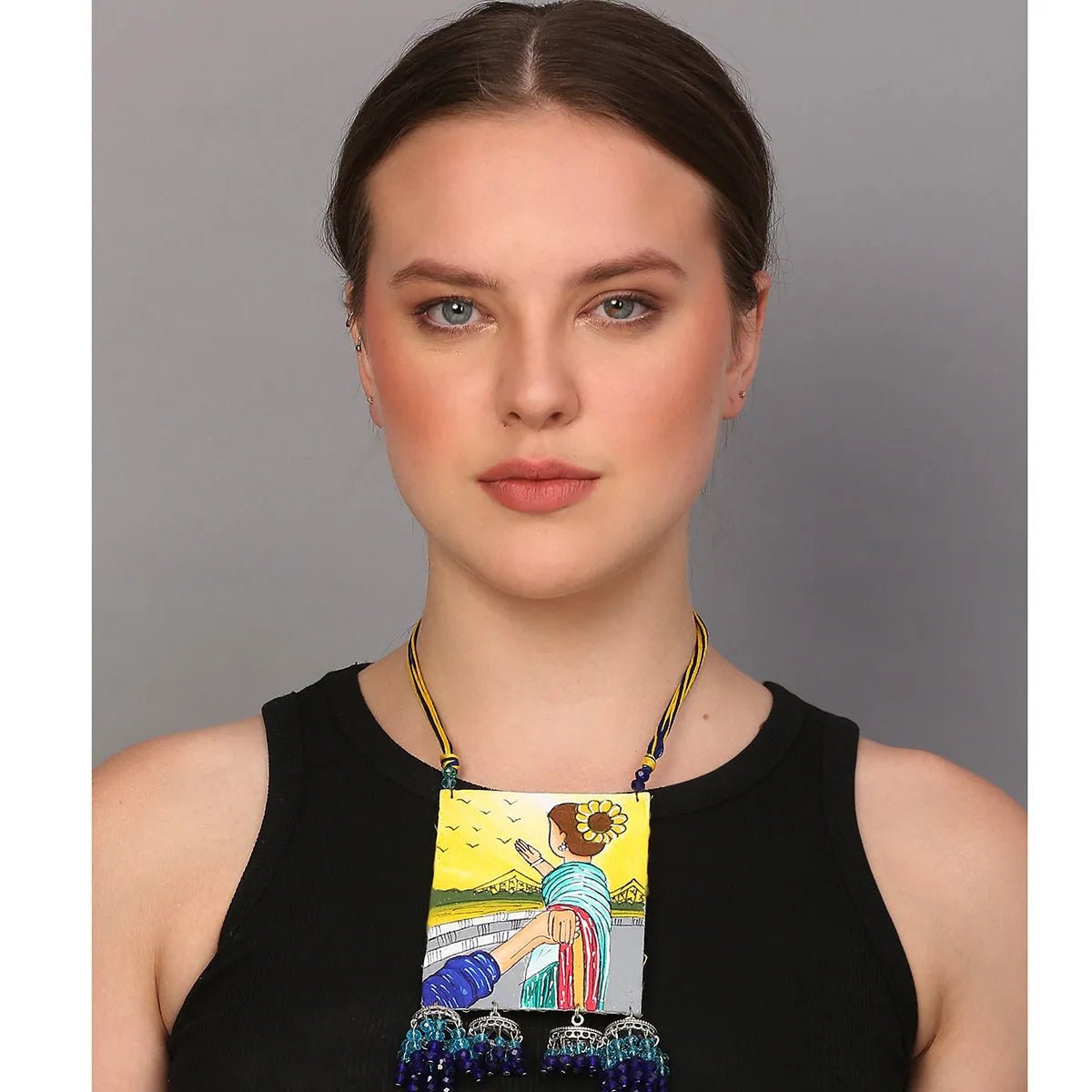 Dreaming Urban Naari Bohemian Multi Color Hand Painted (Necklace) HP - NP - 110 - KHOJ.CITY