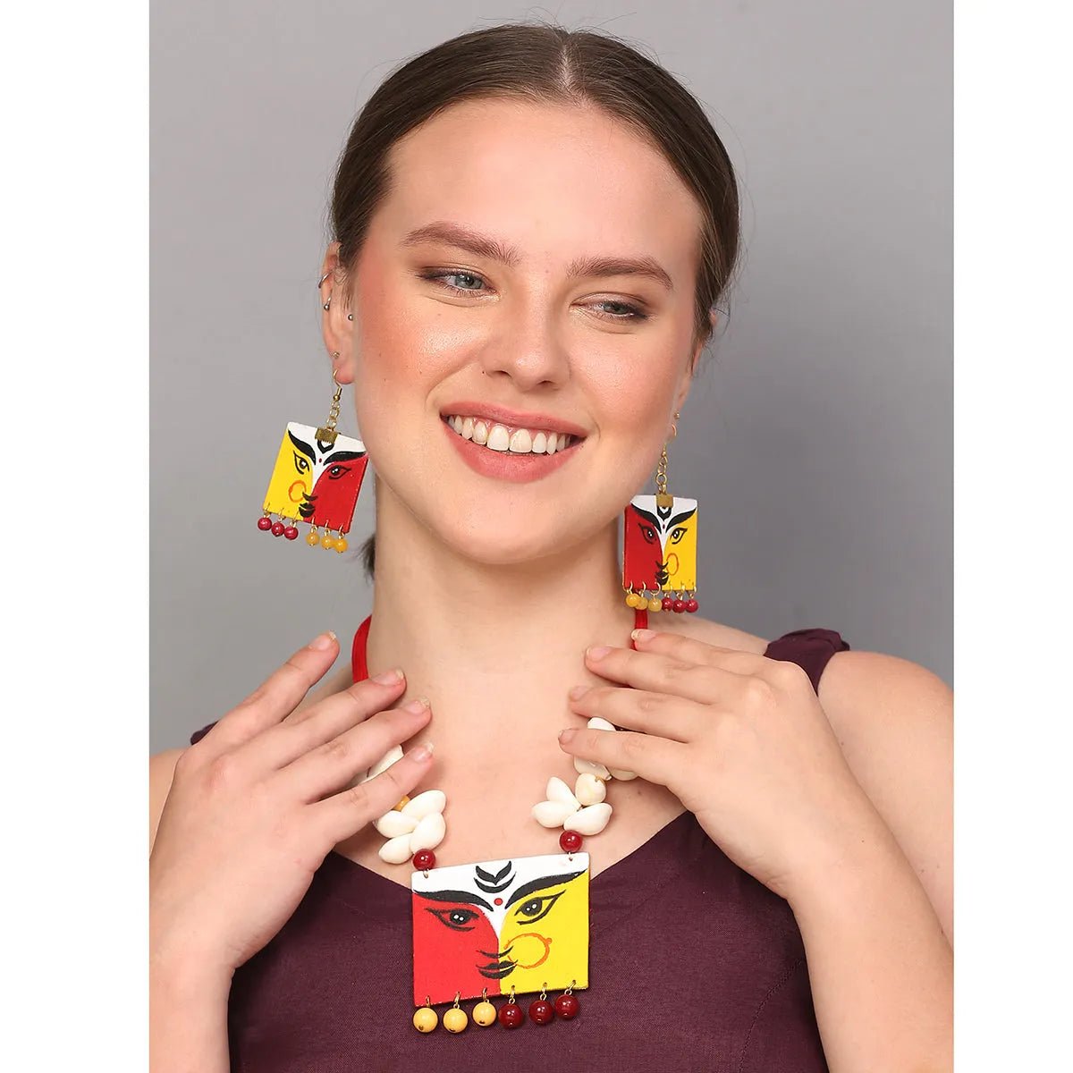 Durga Ma Traditional Multi Color Handmade (Necklace set) HM - NP - KHOJ.CITY