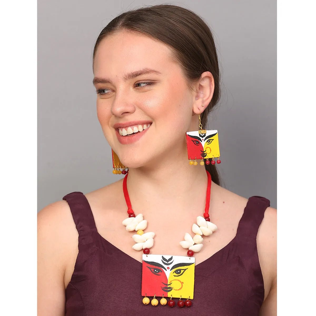 Durga Ma Traditional Multi Color Handmade (Necklace set) HM - NP - KHOJ.CITY