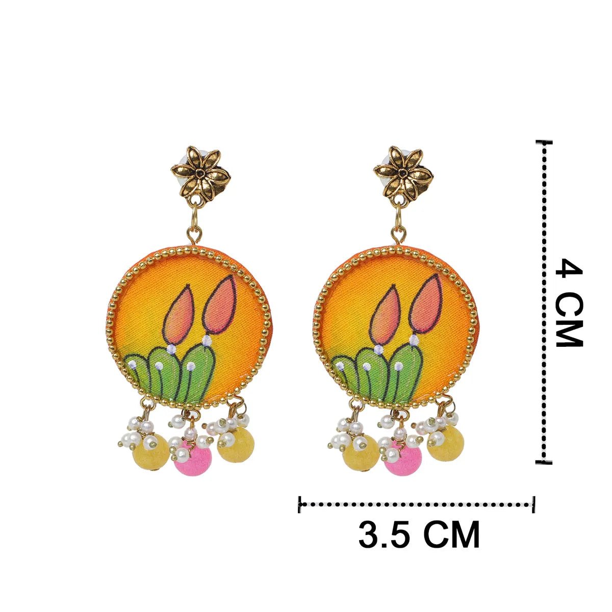 Dusk Traditional Multi Color Hand Painted Drop (Earrings) HP - ER - 058 - KHOJ.CITY